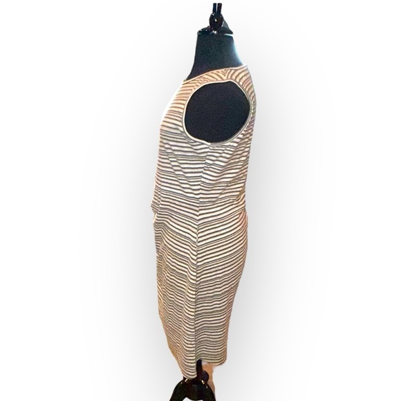 NWT TALBOTS COTTON SIDE TIE SHIFT DRESS - SUNDAY MORNING STRIPE XL Green / White - Picture 3 of 13